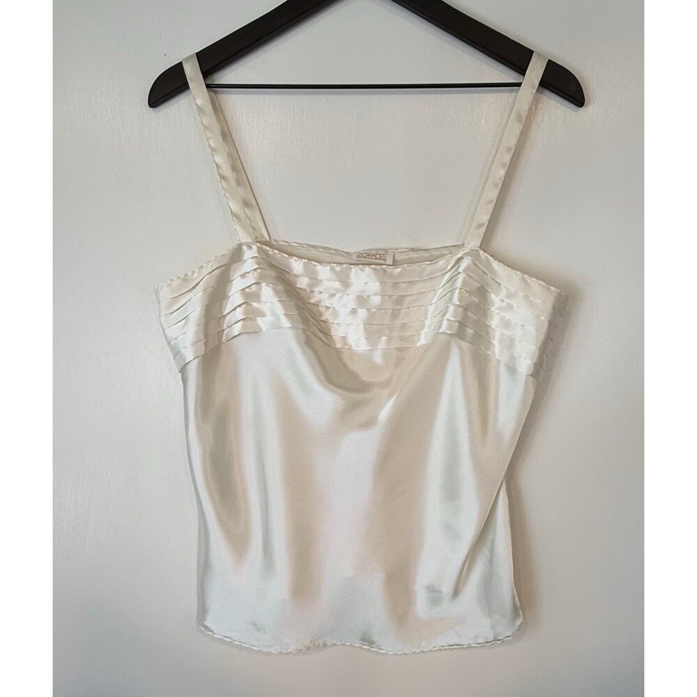 Vintage Escapades Shiny Satin Cami Size Large Pleated Coquette Y2k